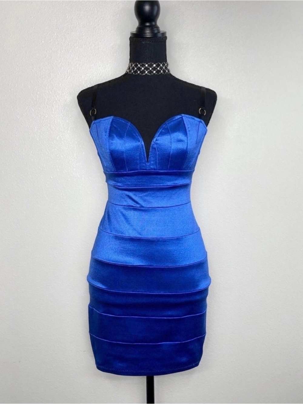 Mark Wong Narc Royal Blue Sweetheart Neckline Mini Bandage Dress